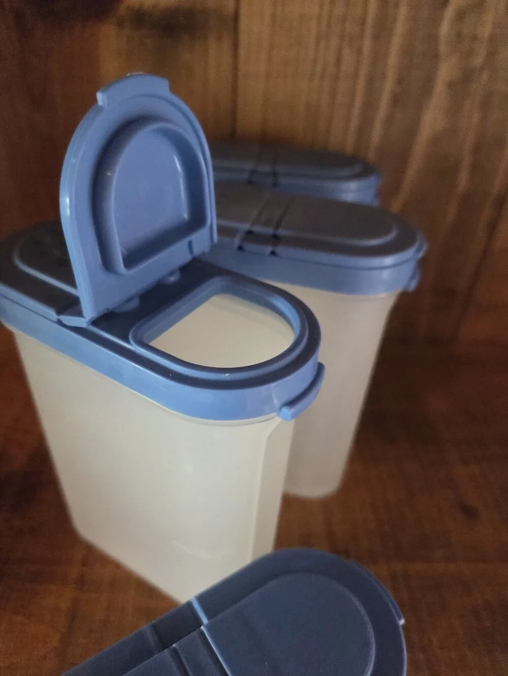 Tupperware Modular Mates Spice Container Set of 4 Blue Lids 1843 & 1846 3-L 1-S